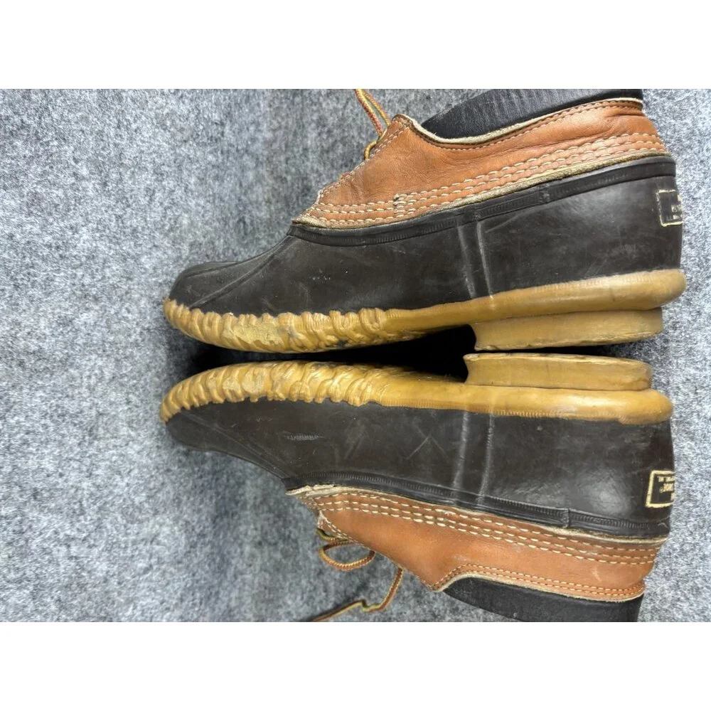 LL Bean Maine Hunting Shoes Mens Size 9 Brown Leather Rubber Duck Boots Made USA